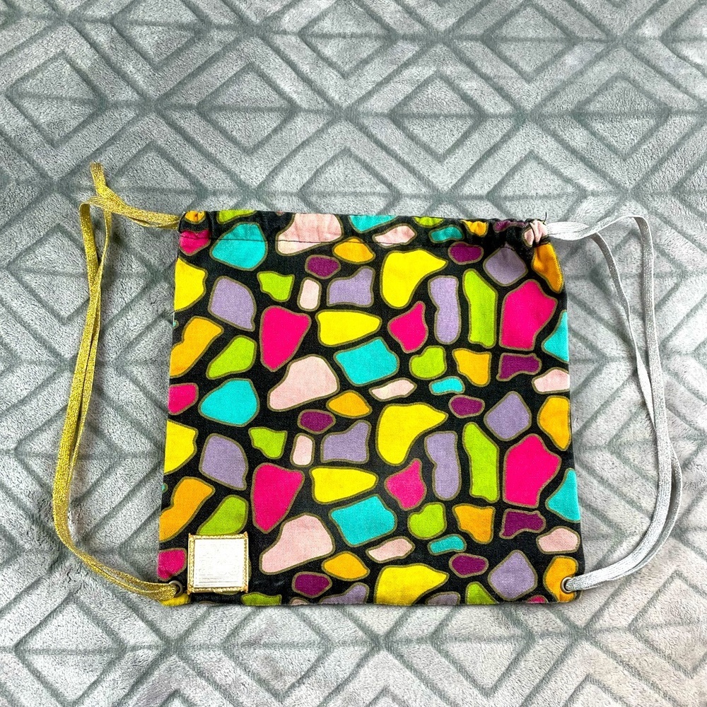 Little Miss Matched colorful canvas drawstring bag 13 by 13 inches